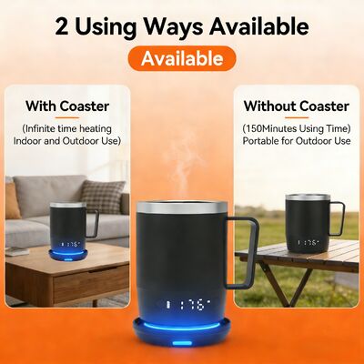 Tragbare Edelstahl-LED-Digital-Temperaturkontrollierte Selbstheizung Kaffeebecher Fabrik entwickelte Smart Coffee Becher