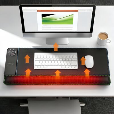 Anpassbare Überhitzungsschutz-Beheizte Mauspad mit kabellosem Laden und Handgelenkauflage Intelligentes Heiz-Mauspad