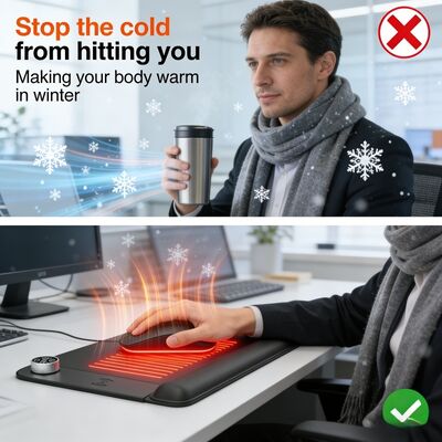 Anpassbare Überhitzungsschutz-Beheizte Mauspad mit kabellosem Laden und Handgelenkauflage Intelligentes Heiz-Mauspad