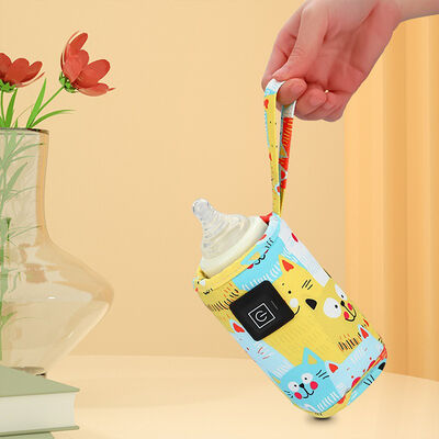 Milk heating sleeve featuring cute little tiger pattern customizable size and USB charging with timer controlled heating modes