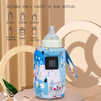 Milk heating sleeve featuring cute little tiger pattern customizable size and USB charging with timer controlled heating modes