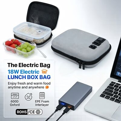 Schlanke und tragbare Lebensmittelheiztasche mit USB-Stromversorgung, stoßfeste Hartschale, entwickelt für flache Beutel, Bento-Boxen und Sandwiches