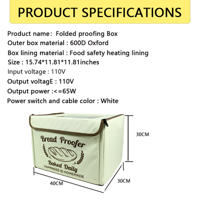 Lebensmittelheizbeutel Energiefermentationsbox mit einem Verbrauch von weniger als 65 Watt ideal für lange Teigfermentationszyklen