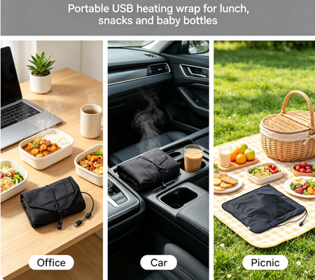 Selbstversiegelnder Lebensmittelheizbeutel, USB-betrieben für gleichmäßiges, sanftes Erwärmen von verpackten Mahlzeiten, geeignet für Reisen, Picknick und den täglichen Gebrauch