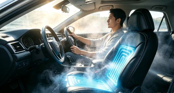 Auto-Sitzkissen mit Wasserkühlung und Heizfunktion, das eine konstante Temperaturregelung mit einem für 12-Volt-Fahrzeugsysteme sicheren Verbrauch bietet
