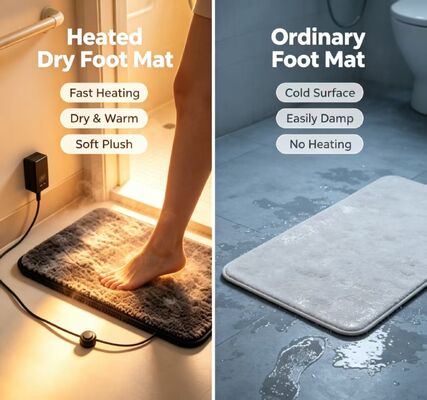 Drying Foot Mat Made from Fabric Material with Anti Slip Bottom and Intelligent Temperature Control for Long Time Comfortable