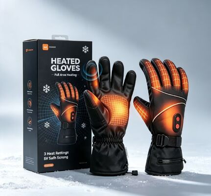 Graphen-Blatt-Elektro-Warmhandschuhe 5V batteriebetrieben Thermohandschuhe, einstellbare Temperatur winddicht wasserdicht beheizte Handwärmer für Outdoor-Sportarten Ski Radfahren