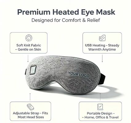35-55°C verstellbare Heizmaske, tragbare schnell erhitzende wiederaufladbare Heizmaske, weiche Strickmaske Elektrische Augenmaske mit Aufbewahrung für Reisen und tägliche Augenentspannung
