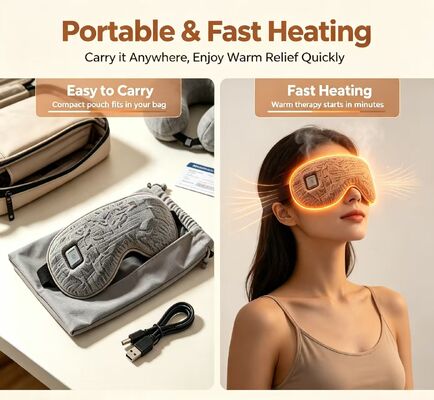 35-55°C verstellbare Heizmaske, tragbare schnell erhitzende wiederaufladbare Heizmaske, weiche Strickmaske Elektrische Augenmaske mit Aufbewahrung für Reisen und tägliche Augenentspannung