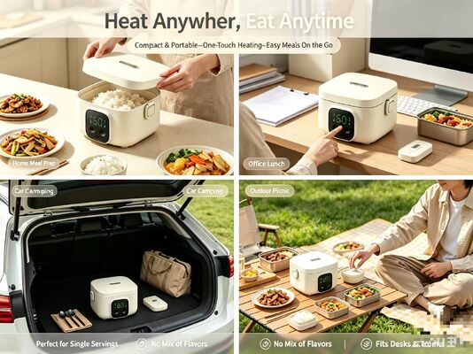 500ml USB Elektrische Heiz-Lunchbox 304 Edelstahl Einstellbare Temperatur Tragbarer Speisenwärmer für Camping Picknick Roadtrip