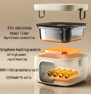 Pasteurisierung Elektrisch Beheizbare Brotdose USB Betrieben, 500ml 304 Edelstahl Lebensmittelheizbehälter, Multi-Temperaturregelung