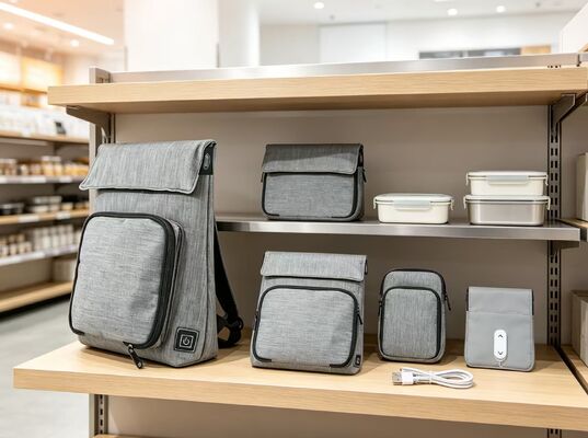 Polyesterfaser USB Heiz-Lunchtasche, wasserdicht und auslaufsicherer Speisenwärmer, abnehmbare waschbare Heizeinheit, 50-59°C, 3-stufige Temperatureinstellung zum Erwärmen von Mahlzeiten unterwegs