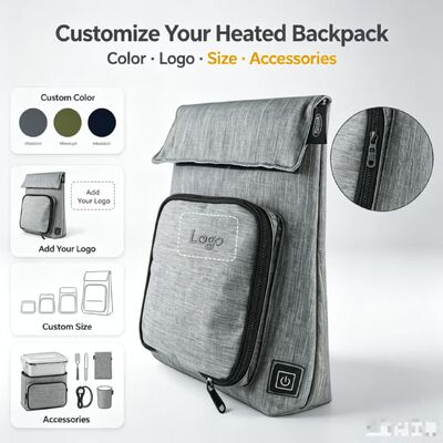 OEM ODM Benutzerdefinierter Logo USB Beheizter Essenswärmer Beutel, Wasserdicht Auslaufsicher Waschbar Abnehmbar Ladeheiztasche für Reise Picknick Schule