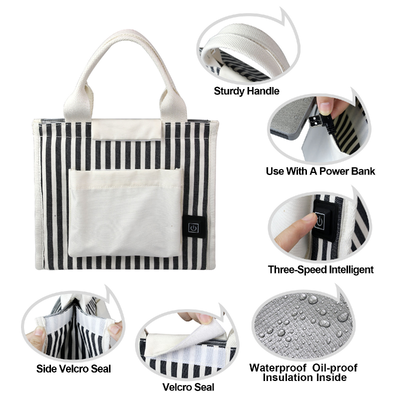 Portable Heated Lunch Bag USB-betrieben, schnelle Heizung Elektro-Lebensmittelwärmer mit 3 Temperaturmodi, leichtes Gewicht 0,295KG Thermal Tote für Büro, Schule & Outdoor