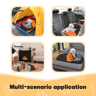 Custom OEM ODM Heated Dog Sleeping Bag 3-Level Einstellbarer Temperatur, Private Label Hohl Baumwolle Haustier Schlafsack 71*108cm, Custom Logo & Packaging für Camping Reisen Zuhause im Freien, CE FCC zertifiziert