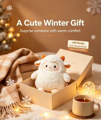 Warm Sheep Rechargeable Hand Warmer,3‑Level 40‑50‑60℃ Adjustable Temperature,6‑8H Long Lasting Portable Pocket Heater,Polyester Fiber Winter Heating Gift for Indoor Outdoor Use