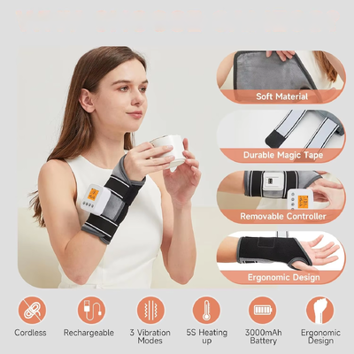 USB-Wiederaufladbare erwärmte Handgelenkspange mit Vibrationsmassage, 3 Temperatur- und Timer-Einstellungen, Wärmehandgelenk für Karpaltunnel-Arthritis Handgelenksupport