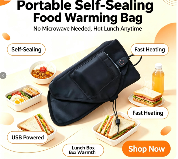 Selbstversiegelnder Lebensmittelheizbeutel, USB-betrieben für gleichmäßiges, sanftes Erwärmen von verpackten Mahlzeiten, geeignet für Reisen, Picknick und den täglichen Gebrauch