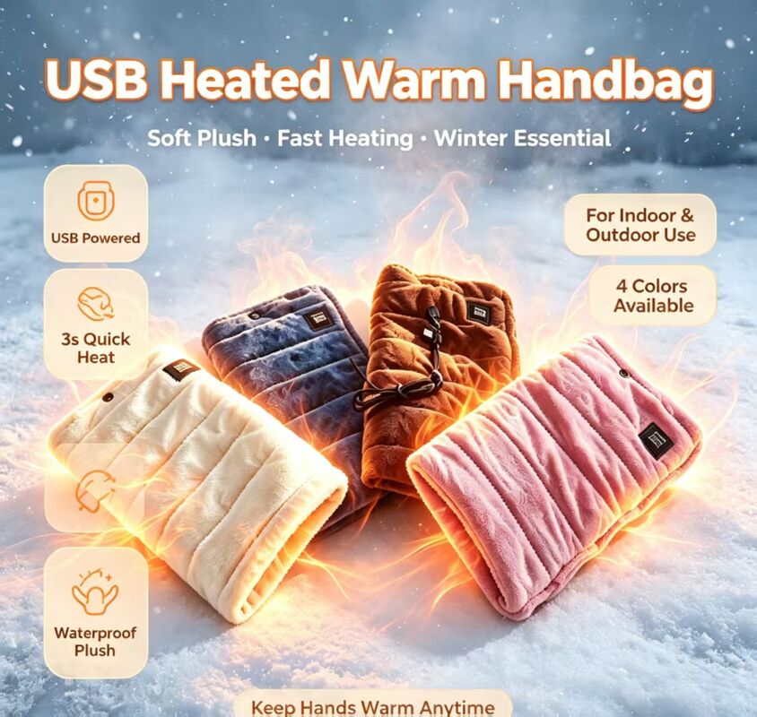USB rechargeable Hand Warmer with soft crystal fabric compact portable design ideal for office outdoor and travel providing steady gentle warmth