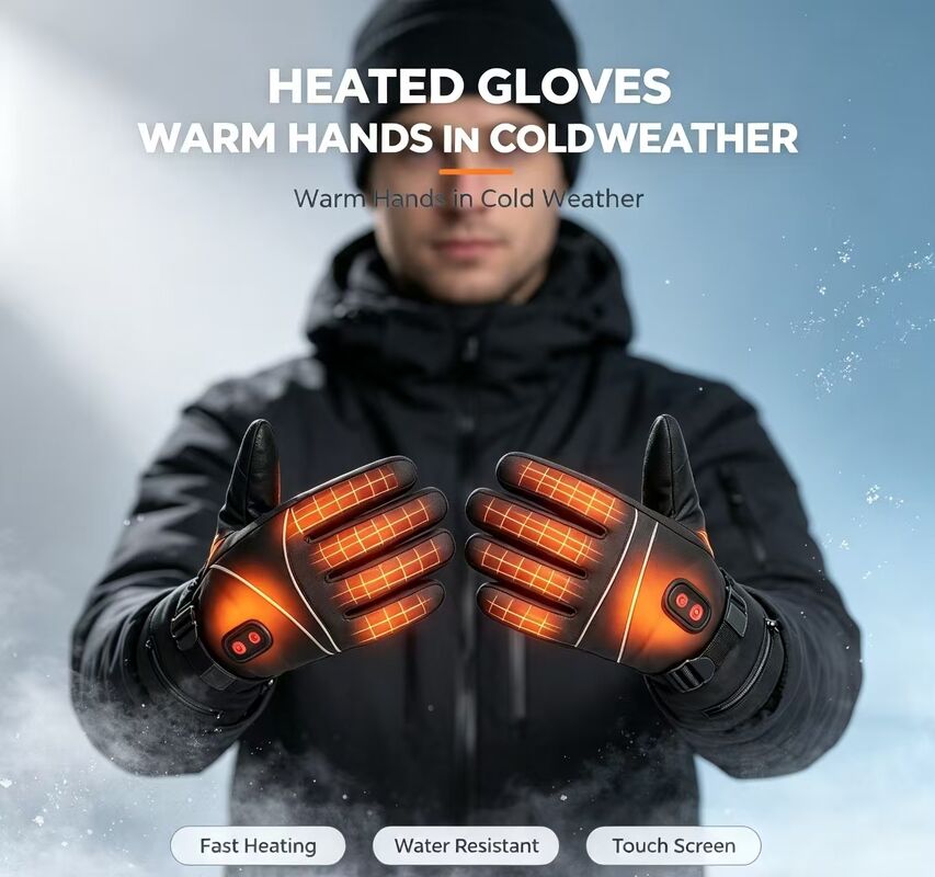 Graphen-Blatt-Elektro-Warmhandschuhe 5V batteriebetrieben Thermohandschuhe, einstellbare Temperatur winddicht wasserdicht beheizte Handwärmer für Outdoor-Sportarten Ski Radfahren