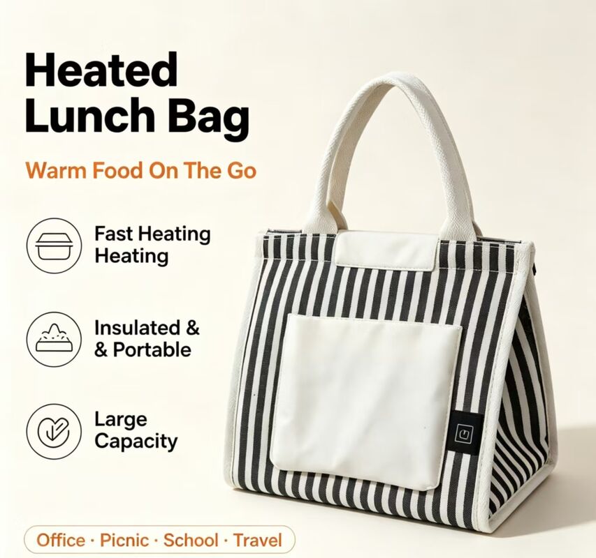 Portable Heated Lunch Bag USB-betrieben, schnelle Heizung Elektro-Lebensmittelwärmer mit 3 Temperaturmodi, leichtes Gewicht 0,295KG Thermal Tote für Büro, Schule & Outdoor