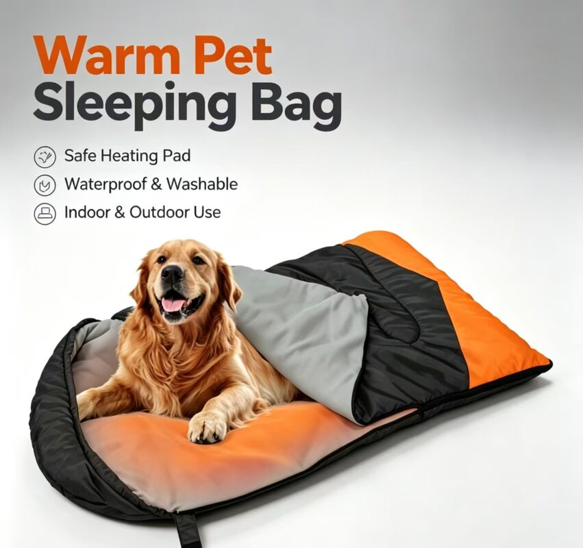 Beheizter Hundeschlafsack 3-stufig verstellbare Temperatur, weicher Hohlbaumwoll-Polyester-tragbarer warmer Haustierschlafsack für Winter Schnee Wind, Camping Reisen Zuhause Outdoor Gebrauch