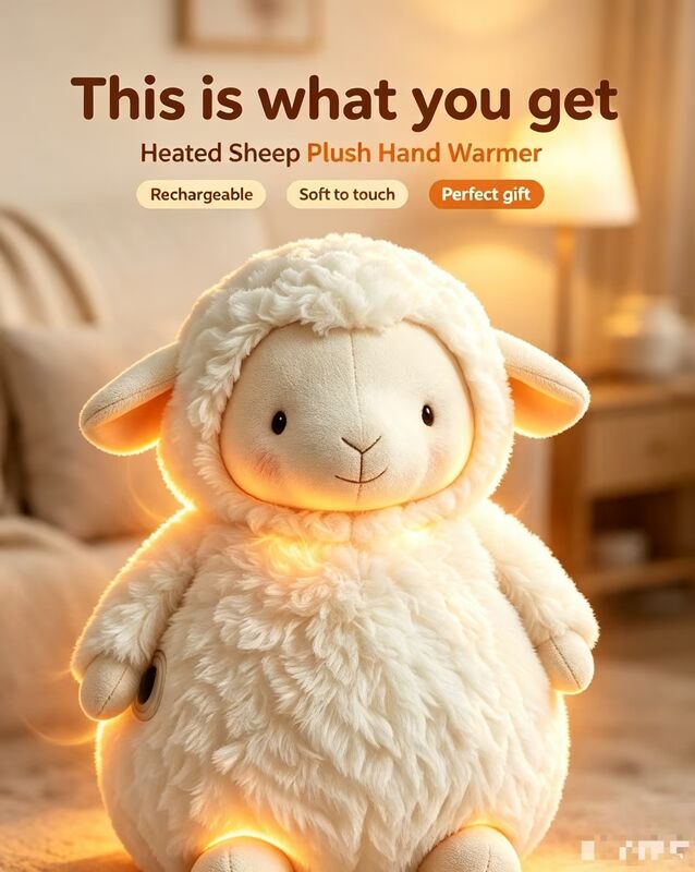 Adorable Sheep‑Shaped USB Powered Heating Pad,3‑Tier 40‑60℃ Temperature Control,Soft Skin‑Friendly Polyester,Kid‑Safe for Home Daily Use,Portable On‑the‑Go Hand Warmer with 6‑8H Runtime