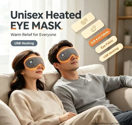 Unisex beheizbare Augenmaske, USB wiederaufladbare weiche Strickstoff thermische Augenmaske, einstellbare Temperatur warme Kompresse Augenmaske zur Linderung von Augenermüdung für Männer und Frauen zu Hause, im Büro und auf Reisen