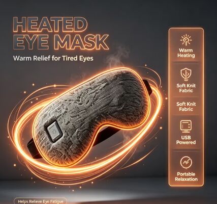 35-55°C verstellbare Heizmaske, tragbare schnell erhitzende wiederaufladbare Heizmaske, weiche Strickmaske Elektrische Augenmaske mit Aufbewahrung für Reisen und tägliche Augenentspannung