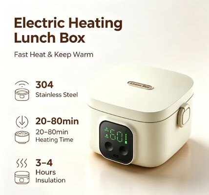 USB-Lunchbox mit elektrischer Heizung, 304 Edelstahl Portable Food Warmer, 500ml Temperaturverstellbarer Heizbehälter für Lebensmittel, 3-4h Isolierung für Picknick-Camping-Wegfahrten