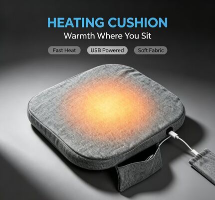 OEM ODM Graphene USB Heizkissen, Custom Logo Custom Größe Custom Farbe, Leinen Baumwolle Heizstuhl Pad mit Power Bank Tasche, 3-Geschwindigkeits-Temperaturregelung für Auto Büro Zuhause