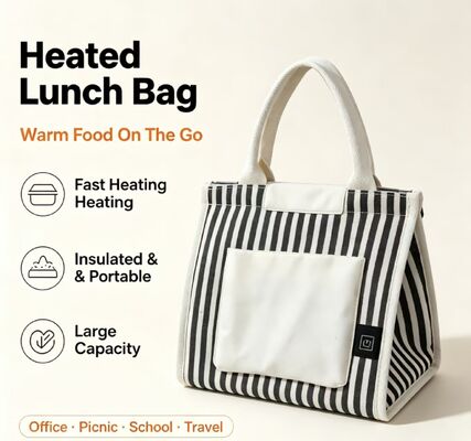 Portable Heated Lunch Bag USB-betrieben, schnelle Heizung Elektro-Lebensmittelwärmer mit 3 Temperaturmodi, leichtes Gewicht 0,295KG Thermal Tote für Büro, Schule & Outdoor
