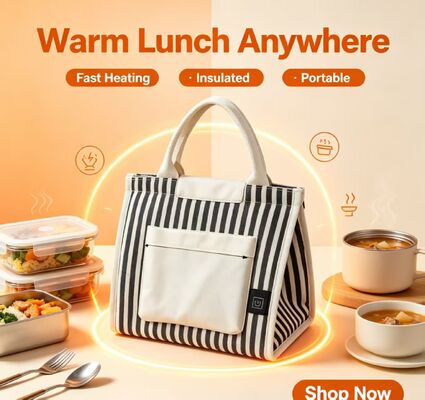 5V USB-getriebene Heiz-Lunch-Tasche ️ Keine Wandsteckdose erforderlich, 3 einstellbare Temperaturen, leichte thermische Lebensmittelwärmer für den Außenbereich und Reisen