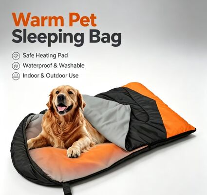 Beheizter Hundeschlafsack 3-stufig verstellbare Temperatur, weicher Hohlbaumwoll-Polyester-tragbarer warmer Haustierschlafsack für Winter Schnee Wind, Camping Reisen Zuhause Outdoor Gebrauch