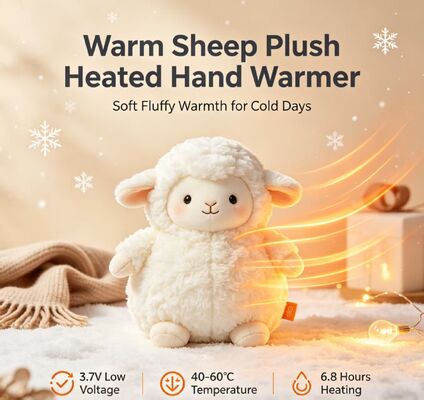 Warm Sheep Wiederaufladbarer Handwärmer,3-Level 40-50-60°C Einstellbare Temperatur,6-8H Langlebiges tragbares Taschenheizgerät,Polyesterfaser-Winterheizung Geschenk für den Innen-Außenbereich