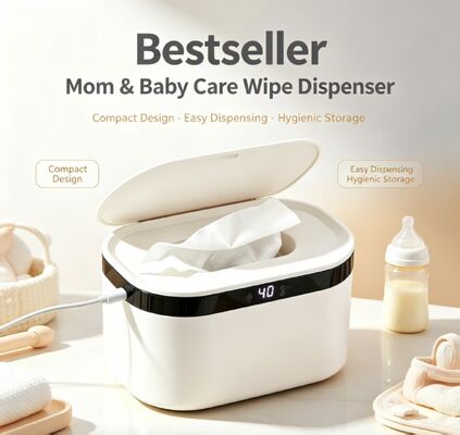 Tragbarer intelligenter Babyfeuchttücher-Erwärmer, tragbarer Babyfeuchttücher-Erwärmer mit Touch-Steuerung für die Säuglingspflege, einstellbare Temperatur, PP & Silikon, CE FCC RoHS zertifiziert