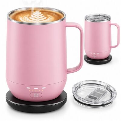 Kabellose beheizte Tasse, mehrere Temperatureinstellungen mit Ein-Knopf-Bedienung, wiederaufladbare kabellose Kaffeetasse mit Edelstahl-Innenfutter, individuelles Farblogo und Verpackung